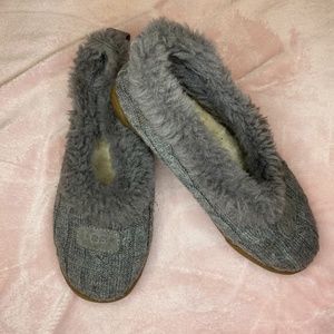 Grey UGG Cable Knit Slipper Shoes